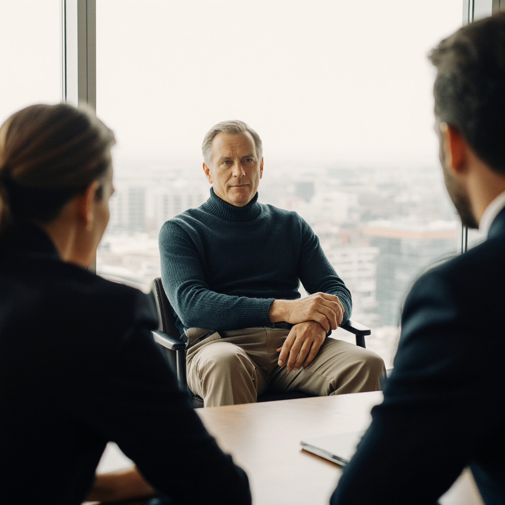 Psychologe im Gespräch mit Führungskräften – Wirkungskern Resilienz durch Balance