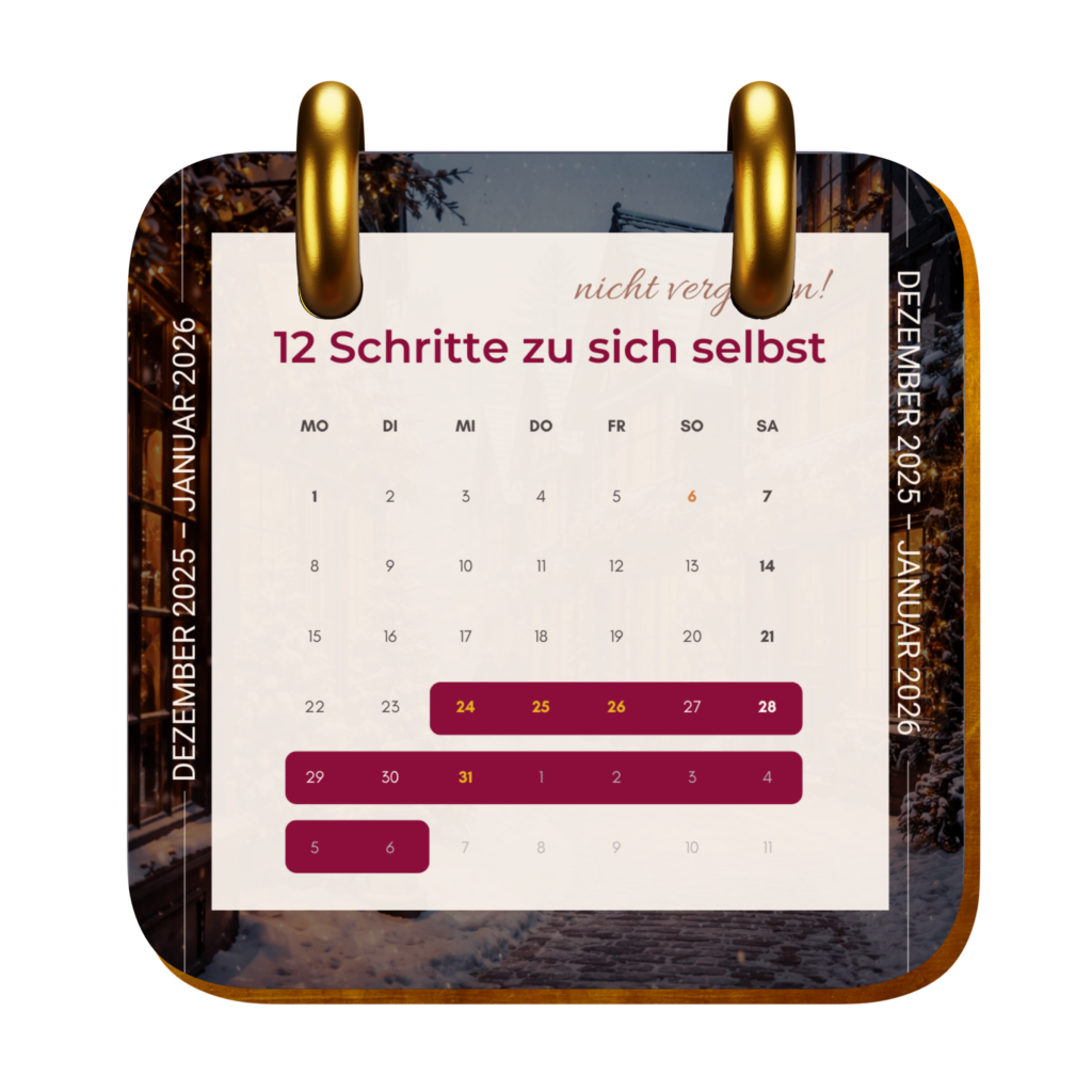 12 Schritte Programm mit Kalenderstruktur für Selbstreflexion zum Jahreswechsel